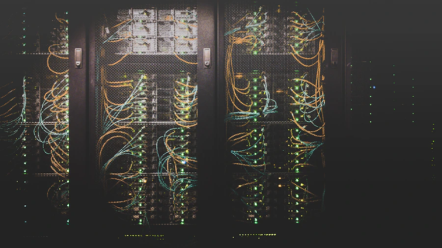 Server room with structured cabling representing monitored infrastructure