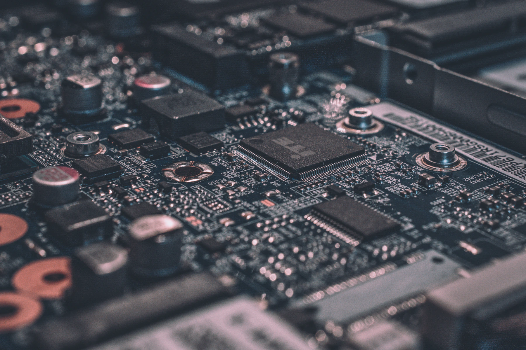 Macro view of a circuit board representing protected infrastructure
